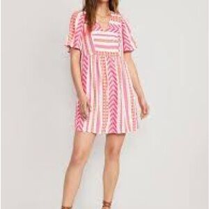 Old Navy Jacquard Mini Swing Dress Womens Size L Geometric Print